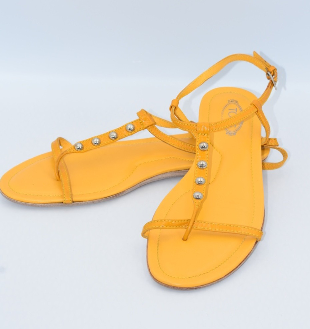 TOD'S Women's Studded Leather Strappy Flat Gladiator Slingback Sandals 35.5/8.5